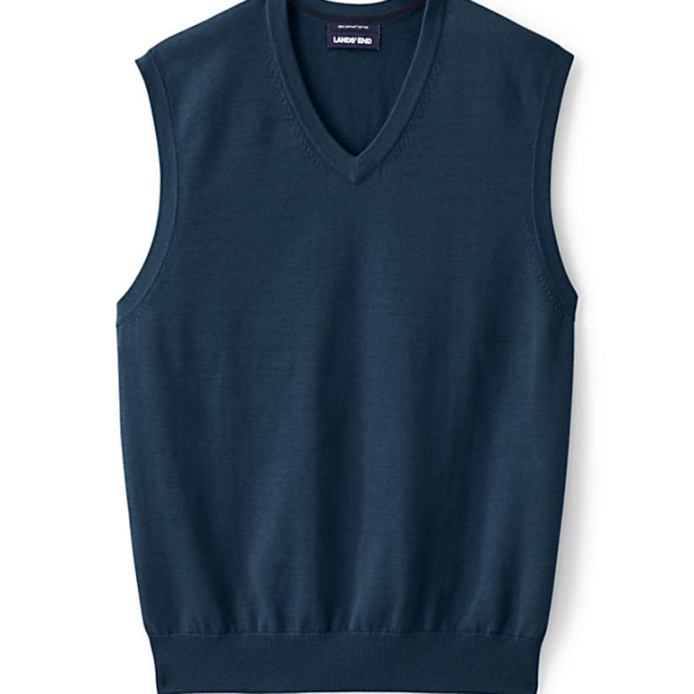 Lands End Navy Cotton Sweater Vest